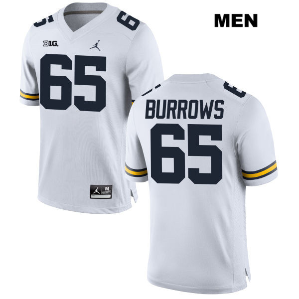Men's NCAA Michigan Wolverines Connor Burrows #65 White Jordan Brand Authentic Stitched Football College Jersey PF25L07TK